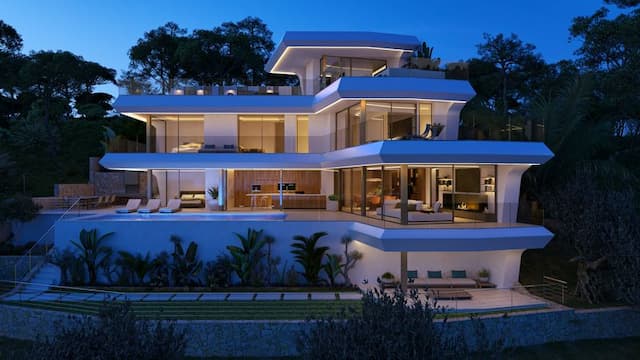 Villa de luxe en construction prochaine avec vue sur la mer à Altea, Alicante.