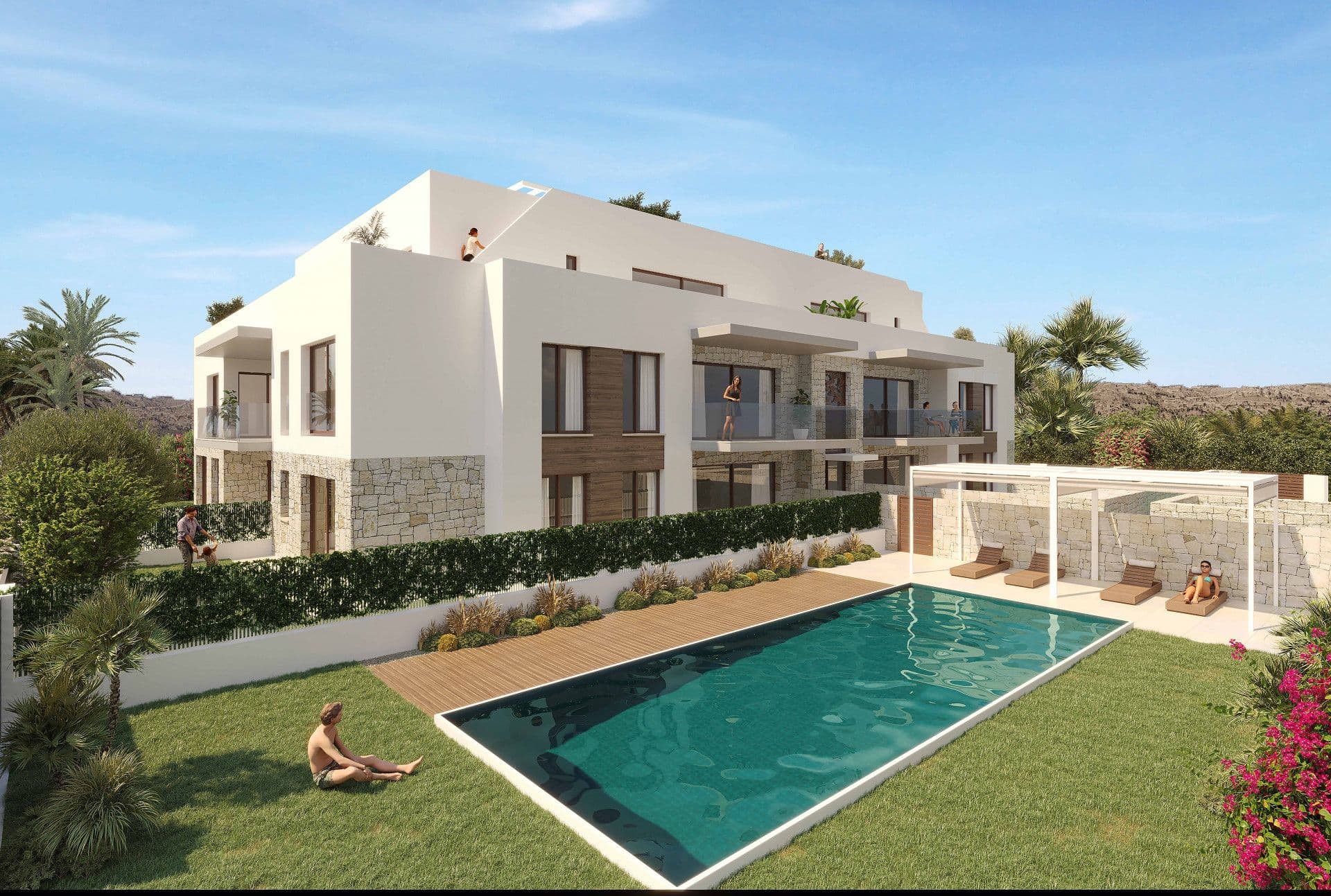 Apartamento en planta baja con espaciosa terraza y jardín privado  en un residencial próximo al Puerto de Jávea.