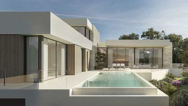 Moderna villa en construcción en Moraira, Alicante.