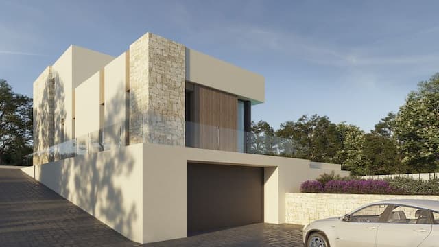 Moderna villa en construcción en Moraira, Alicante.