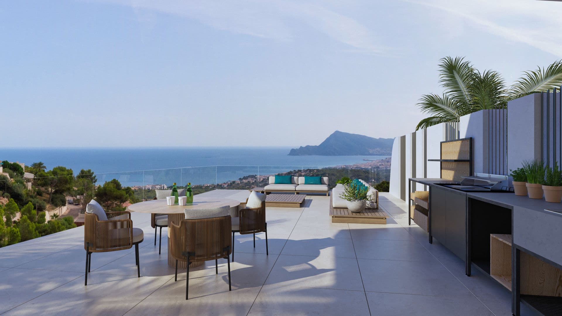 Villa de luxe en construction avec vue sur la mer à Altea, Alicante.